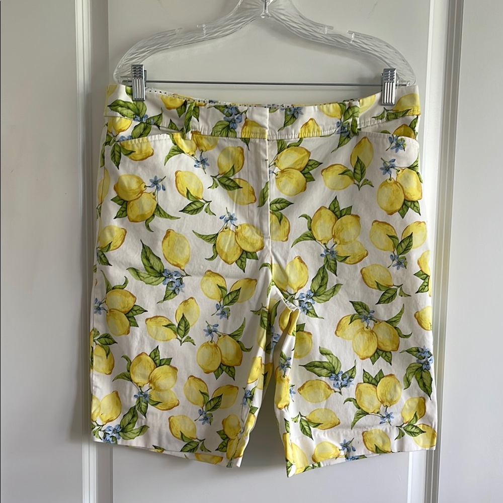 Talbots Yellow and White Bermuda Shorts Vibrant Lemon Print